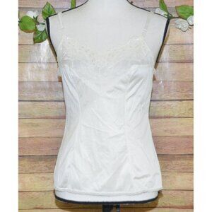 Vintage Vassarette Size S Ivory Camisole Cami Slip Top Silky Nylon Sexy Lace